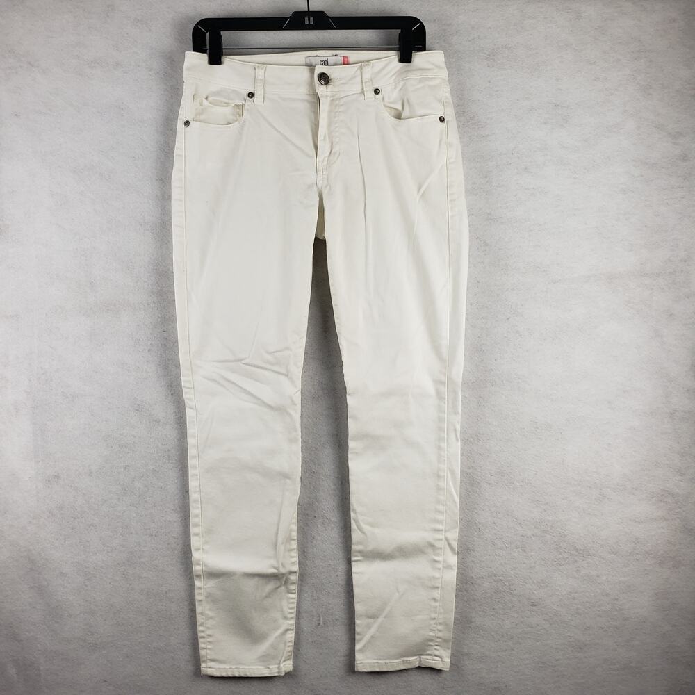Cabi Women's Size 6 Slimmie White Denim Skinny Jeans Spring Summer Pants Stretch